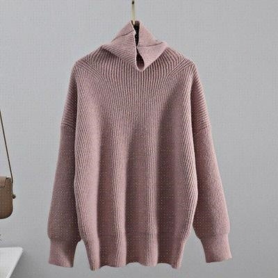 Cashmere Sweater Women Turtleneck Pullovers Top Solid