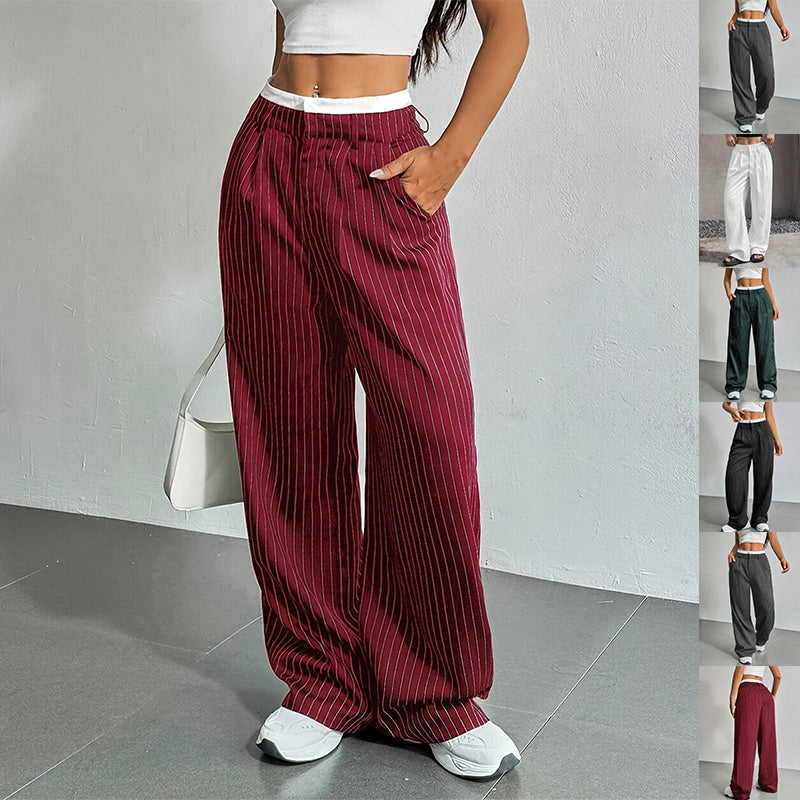 Pantalons Droits Rayés - Minalova