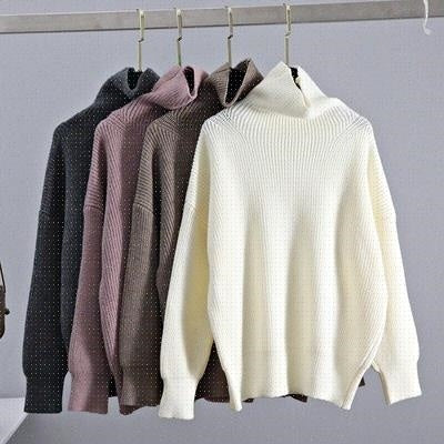 Cashmere Sweater Women Turtleneck Pullovers Top Solid