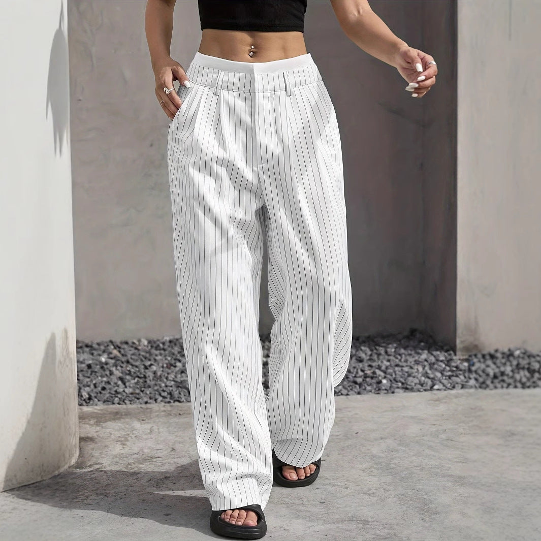 Pantalons Droits Rayés - Minalova