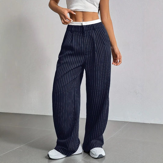 Pantalons Droits Rayés - Minalova